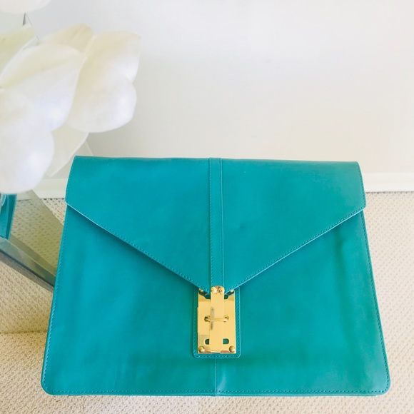 ASOS Handbags - ♥️SOLD♥️ASOS Turquoise Green Leather Clutch Purse